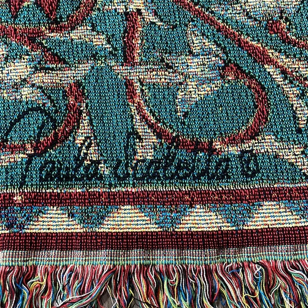 Postcards to Santa cotton tapestry throw 50x60” USA made in North Carolina NEW